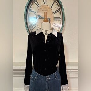 JM Collection by Jennifer Moore Black Velour Blouse